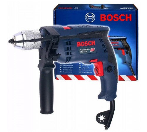 Сетевая ударная дрель Bosch GSB 13 RE, быстрозажимной патрон, 600Вт, картон (0601217100) (371902)