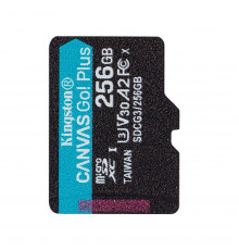 Карта памяти Kingston Карта памяти Kingston Canvas Go! Plus microSDXC 256 ГБ SDCG3/256GBSP Class 10, A2, Video Class 30, UHS Class 3, запись - 90 Мбайт/сек, чтение - 170 Мбайт/сек (301311)
