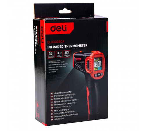 Инфракрасный пирометр (термометр) с цветным дисплеем Deli DL333380A -30…380°C
