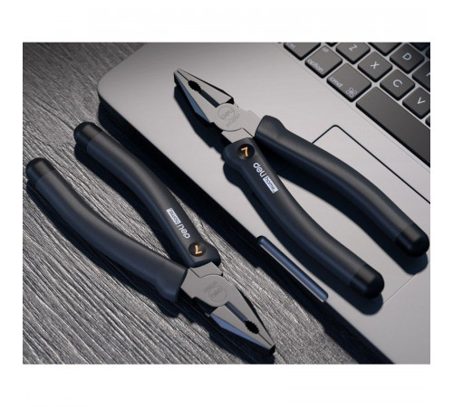 Пассатижи Deli  Home Series Black HT2007 180мм, эксклюзивный дизайн, рукоятка из высококачественного софттач пластика