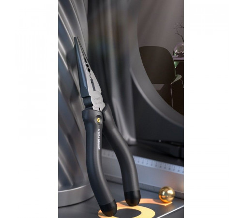 Длинногубцы Deli Home Series Black HT2106 160мм, эксклюзивный дизайн, рукоятка из высококачественного софттач пластика
