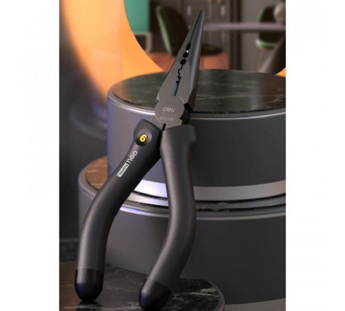 Длинногубцы Deli Home Series Black HT2106 160мм, эксклюзивный дизайн, рукоятка из высококачественного софттач пластика