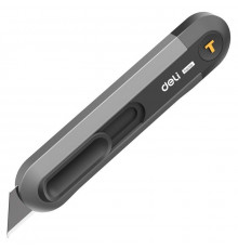 Технический нож "Home Series Black" Deli HT4008  Т-образное лезвие с механизмом автоматического возврата, эксклюзивный дизайн, корпус из высококачественного софттач пластика