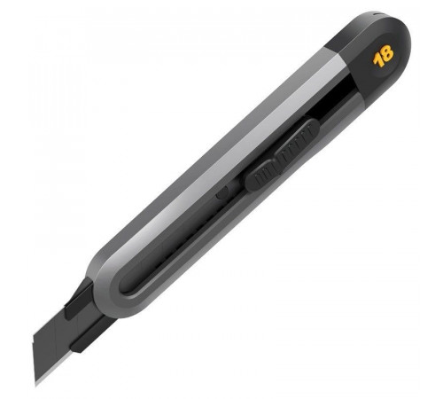Технический нож "Home Series Black" Deli HT4018  ширина лезвия 18мм, эксклюзивный дизайн, корпус из высококачественного софттач пластика