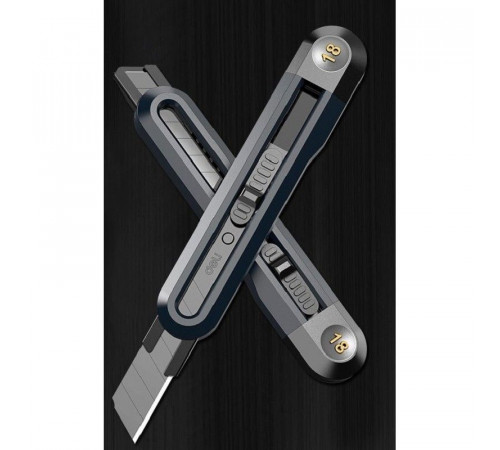 Технический нож "Home Series Black" Deli HT4018  ширина лезвия 18мм, эксклюзивный дизайн, корпус из высококачественного софттач пластика