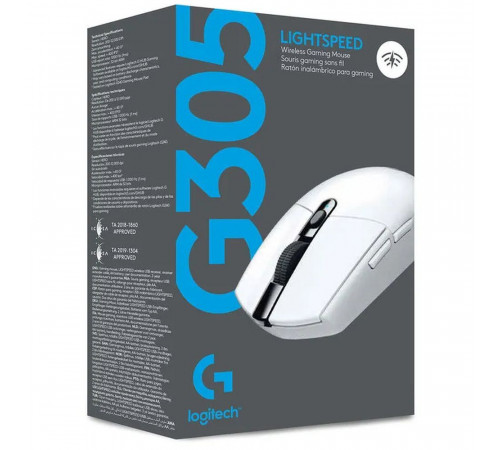 Мышь игровая Logitech G305 Lightspeed White |910-005291| белая, 200-12000dpi, беспроводная 2.4GHz, |910-005291| USB приемник LIGHTSPEED™, 5 программируемых кнопок, под обе руки