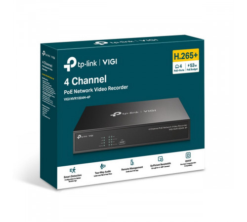 Видеорегистратор TP-LINK VIGI NVR1004H-4P 4-канальный сетевой видеорегистратор PoE