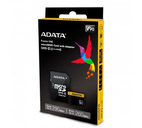 Карта памяти ADATA AUSDX256GUII3CL10-CA1 AUSDX256GUII3CL10-CA1 UHS-II U3 CLASS10, Adapter, 275/155 MB/s, RTL (968707)