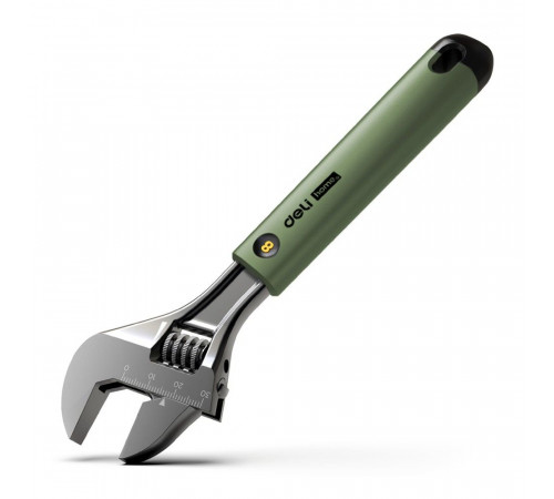Разводной ключ "Home Series Green" Deli HT1508L  200мм, эксклюзивный дизайн, рукоятка - высококачественный софттач пластик Bad Pack