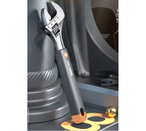 Разводной ключ «Home Series Gray" Deli HT1508C 200мм, эксклюзивный дизайн, рукоятка - высококачественный софттач пластик