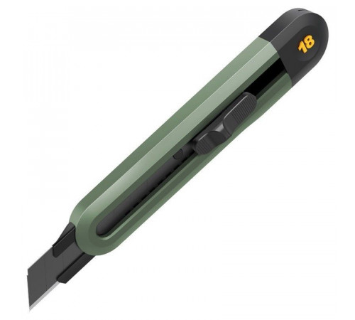 Технический нож "Home Series Green" Deli HT4018L  ширина лезвия 18мм, эксклюзивный дизайн, корпус из высококачественного софттач пластика