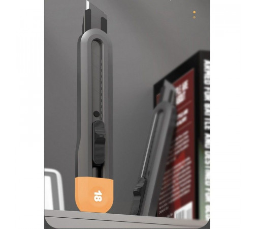 Технический нож "Home Series Gray" Deli HT4018C  ширина лезвия 18мм, эксклюзивный дизайн, корпус из высококачественного софттач пластика
