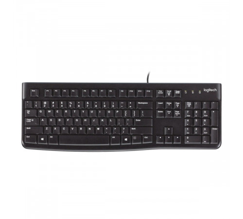 Клавиатура Logitech K120 черная, офисная, 104 клавиши, защита от воды |920-002583| USB 1.5м, RTL