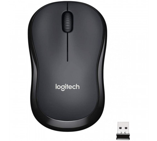 Мышь беспроводная Logitech M221 Silent Charcoal черная, оптическая, 1000dpi, 2.4 GHz, USB-ресивер, бесшумная (066199)
