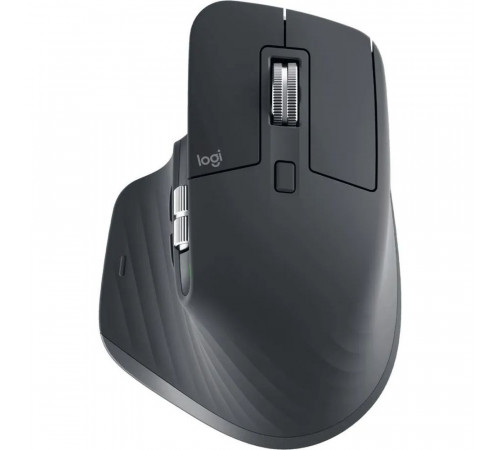 Мышь беспроводная Logitech MX Master 3S Graphite черная, 200-8000 dpi (Darkfield high precision), Bluetooth+2.4 GHz USB-ресивер (Logitech Unifying®), 7 кнопок, перезаряжаемая литий-полимерная батарея (500 мА·ч)