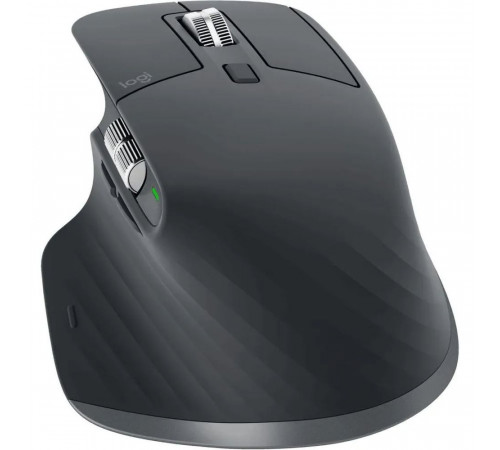 Мышь беспроводная Logitech MX Master 3S Graphite черная, 200-8000 dpi (Darkfield high precision), Bluetooth+2.4 GHz USB-ресивер (Logitech Unifying®), 7 кнопок, перезаряжаемая литий-полимерная батарея (500 мА·ч)