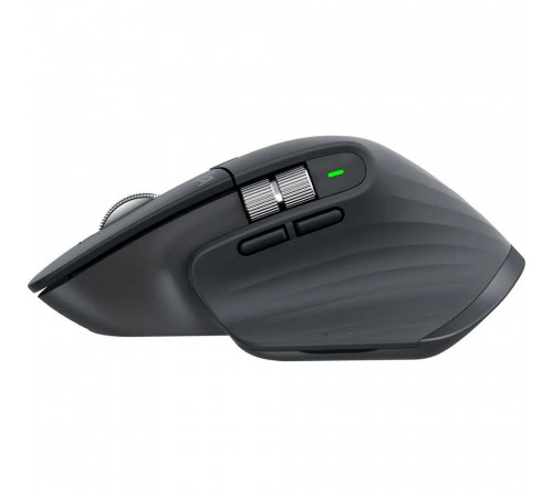 Мышь беспроводная Logitech MX Master 3S Graphite черная, 200-8000 dpi (Darkfield high precision), Bluetooth+2.4 GHz USB-ресивер (Logitech Unifying®), 7 кнопок, перезаряжаемая литий-полимерная батарея (500 мА·ч)