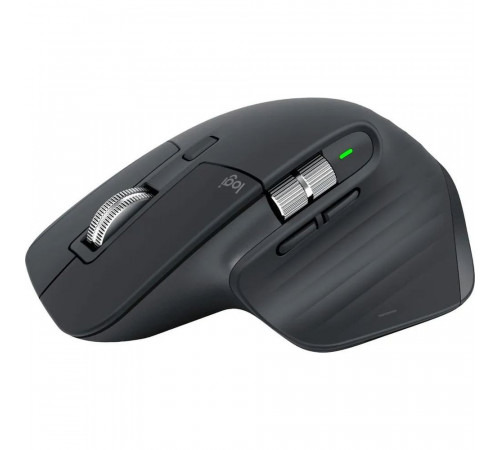 Мышь беспроводная Logitech MX Master 3S Graphite черная, 200-8000 dpi (Darkfield high precision), Bluetooth+2.4 GHz USB-ресивер (Logitech Unifying®), 7 кнопок, перезаряжаемая литий-полимерная батарея (500 мА·ч)