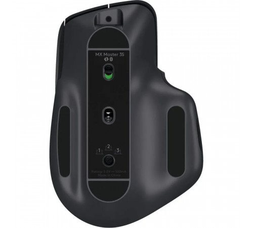 Мышь беспроводная Logitech MX Master 3S Graphite черная, 200-8000 dpi (Darkfield high precision), Bluetooth+2.4 GHz USB-ресивер (Logitech Unifying®), 7 кнопок, перезаряжаемая литий-полимерная батарея (500 мА·ч)