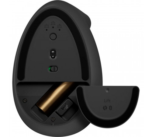 Мышь беспроводная Logitech Lift Graphite черная, 200-4000 dpi, Bluetooth BLE+2.4 GHz USB-ресивер (Logi Bolt ®), 6 кнопок, 1x AA элемент