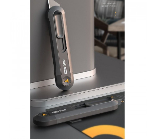 Набор технических ножей "Home Series Black" Deli HT4003 (ножи 9мм+18мм+Т-образный), эксклюзивный дизайн, корпус из высококачественного софттач пластика