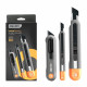 Набор технических ножей "Home Series Gray" Deli HT4003C (ножи 9мм+18мм+Т-образный), эксклюзивный дизайн, корпус из высококачественного софттач пластика