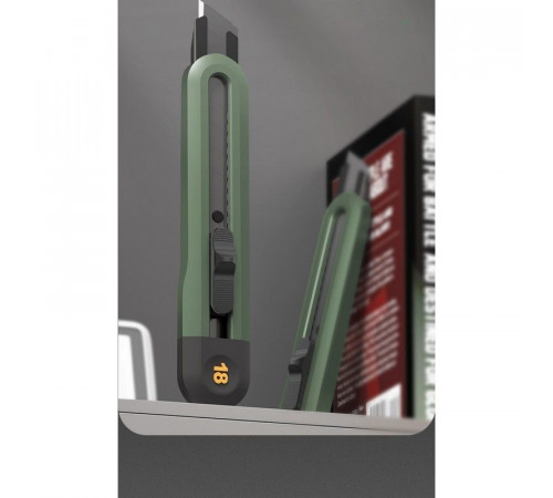 Набор технических ножей "Home Series Green" Deli HT4003L (ножи 9мм+18мм+Т-образный), эксклюзивный дизайн, корпус из высококачественного софттач пластика