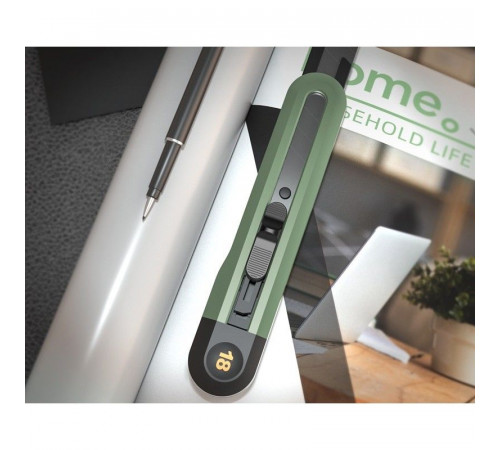 Набор технических ножей "Home Series Green" Deli HT4003L (ножи 9мм+18мм+Т-образный), эксклюзивный дизайн, корпус из высококачественного софттач пластика