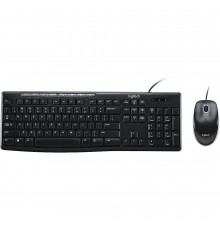 Комплект клавиатура и мышь Logitech  Desktop MK200 цвет черный, клавиатура 112 клавиш (8 мультимедиа), USB 1.8м, мышь 1000dpi, USB 1.8м, RTL