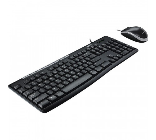 Комплект клавиатура и мышь Logitech  Desktop MK200 цвет черный, клавиатура 112 клавиш (8 мультимедиа), USB 1.8м, мышь 1000dpi, USB 1.8м, RTL