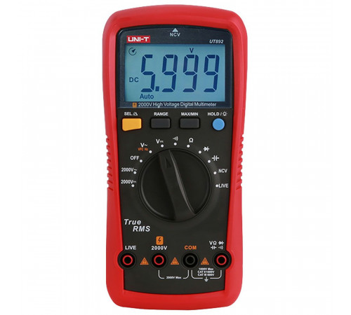 Высоковольтный мультиметр UNI-T UT892 2000V Напряжение постоянного/переменного тока (2000 В); ВПЧ(600В); Сопротивление (60 МОм); Емкость (60 мФ); Частота (10 Гц ~ 10 кГц);