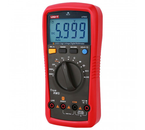 Высоковольтный мультиметр UNI-T UT892 2000V Напряжение постоянного/переменного тока (2000 В); ВПЧ(600В); Сопротивление (60 МОм); Емкость (60 мФ); Частота (10 Гц ~ 10 кГц);