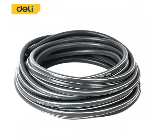 Шланг поливочный армированный Deli DL8072-15 15 метров, 1/2", 4 слоя, давление до 25 бар, серый