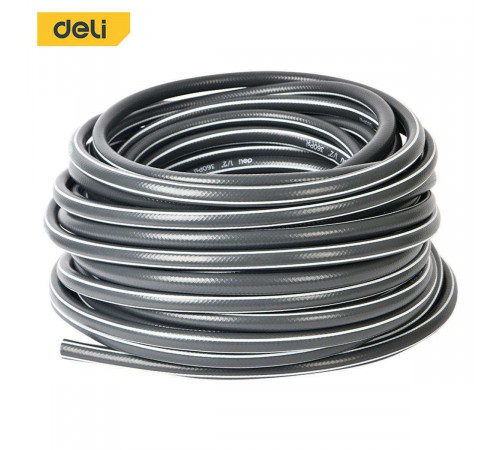 Шланг поливочный армированный Deli DL8072-30 30 метров, 1/2", 4 слоя, давление до 25 бар, серый