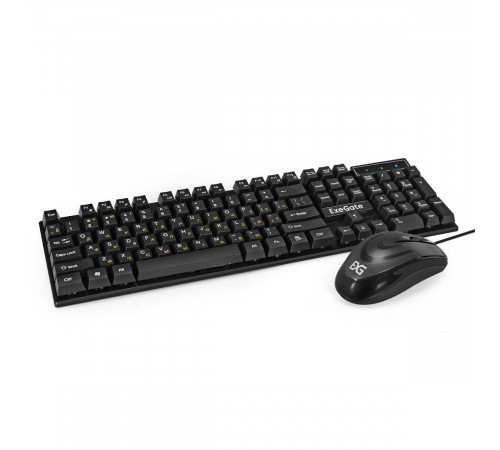 Комплект ExeGate Professional Standard Combo MK110 (клавиатура влагозащищенная 104кл. + мышь оптическая 1000dpi, 3 кнопки и колесо прокрутки, длина кабелей 1,5м; USB, черный, Color Box)