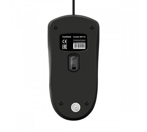 Комплект ExeGate Professional Standard Combo MK110 (клавиатура влагозащищенная 104кл. + мышь оптическая 1000dpi, 3 кнопки и колесо прокрутки, длина кабелей 1,5м; USB, черный, Color Box)