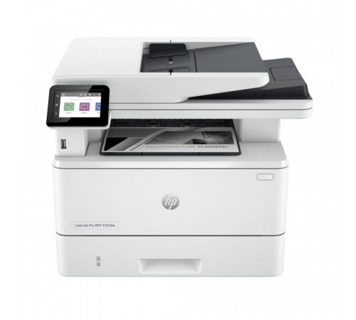 МФУ HP LaserJet Pro MFP M4103dw 2Z627A (A4, Printer/Scanner/Copier/ADF, 1200 dpi, 38 ppm, 512 Mb, 1200 MHz, tray 100+250 pages, USB+Ethernet+WiFi, Duplex, месячная нагрузка 80K pages, стартовый картридж 3К)