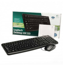Комплект клавиатура и мышь Logitech Комплект Desktop MK120 |920-002561| клавиатура K120 черная, 104 клавиши с защитой от воды, |920-002561| мышь M100, черная, оптическая, 3 кнопки, USB, (020658) {10}