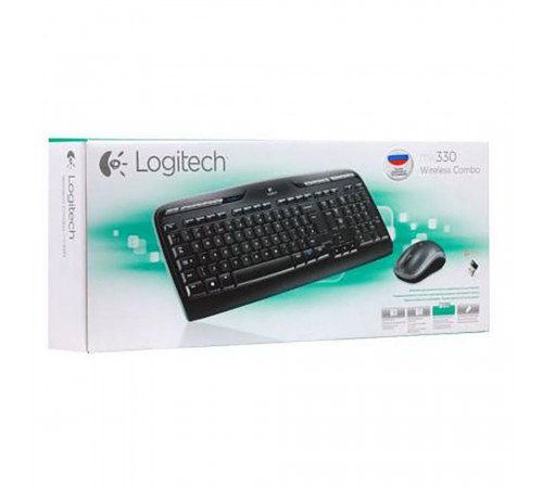 Комплект клавиатура и мышь беспроводной Logitech Wireless Combo MK330 |920-003995| клавиатура черная, мультимедийная, |920-003995| 117 клавиш, мышь M185, черная, оптическая, 3 кнопки, 2.4GHz, USB-ресивер (033719) {4}