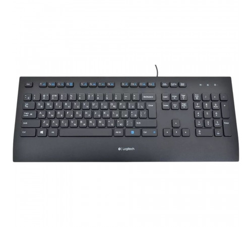 Клавиатура Logitech K280E |920-005215| черная, низкопрофильная, 103 клавиши, подставка под запястья, защита от воды, USB 1,8м, (046832)