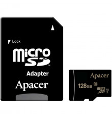 Карта памяти Apacer microSDHC 128GB Apacer Memory Card AP128GMCSX10U1-R UHS-I U1 Class 10, Adapter, (911049) Retail
