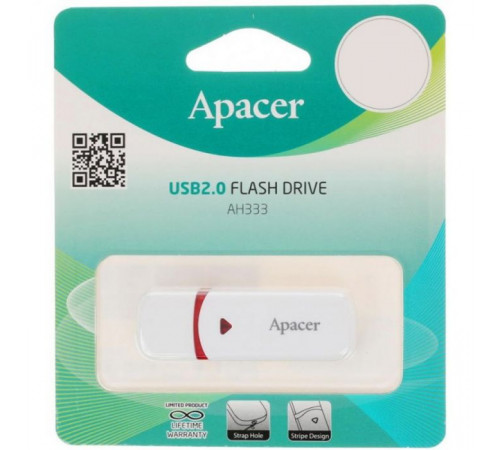 USB накопитель ApacerAH333 USB Flash AP64GAH333W-1 USB 2.0, 64GB White, (910714), RTL