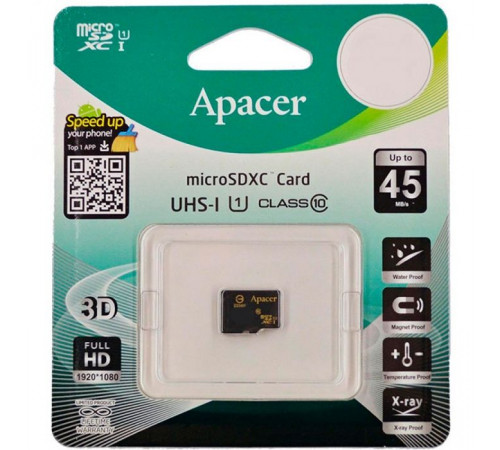 Карта памяти Apacer microSDHC 128GB Apacer Memory Card AP128GMCSX10U1-RA UHS-I U1 Class 10, RTL {50} (911056)