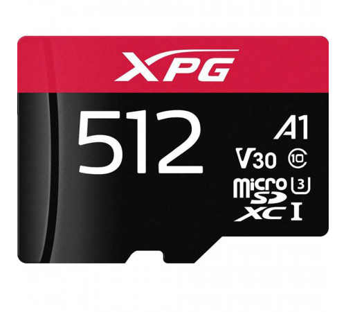 Карта памяти ADATA microSDXC 512GB XPG Gaming Memory Card AUSDX512GUI3XPGA2-R UHS-I U3 Class 10 V30 A2, 100/85 MB/s, AUSDX512GUI3XPGA2-R For Nintendo Switch™ / Smartphones / Tablets / VR devices, - 25°C to 85°C, RTL (771380)