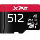Карта памяти ADATA microSDXC 512GB XPG Gaming Memory Card AUSDX512GUI3XPGA2-R UHS-I U3 Class 10 V30 A2, 100/85 MB/s, AUSDX512GUI3XPGA2-R For Nintendo Switch™ / Smartphones / Tablets / VR devices, - 25°C to 85°C, RTL (771380)
