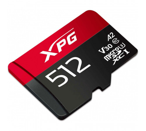 Карта памяти ADATA microSDXC 512GB XPG Gaming Memory Card AUSDX512GUI3XPGA2-R UHS-I U3 Class 10 V30 A2, 100/85 MB/s, AUSDX512GUI3XPGA2-R For Nintendo Switch™ / Smartphones / Tablets / VR devices, - 25°C to 85°C, RTL (771380)