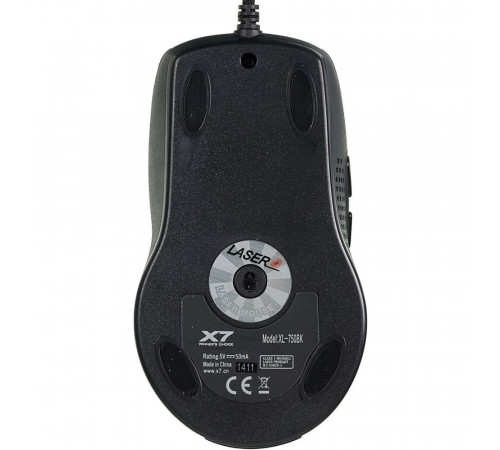 Мышь A4Tech XL-750BK USB black лазерная (3600dpi) USB2.0 игровая (6but)
