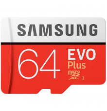 Карта памяти Samsung microSDXC 64GB Samsung EVO Plus Memory Card Samsung MB-MC64HA/RU UHS-I U1 Class 10, Adapter, 100/90 MB-MC64HA/RU MB/s, 10000 циклов, - 25°C to 85°C, RTL {10} (168277)
