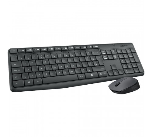 Комплект беспроводной Logitech MK235 |920-007948| клавиатура черная, 100 клавиш с защитой от воды, |920-007948| мышь M170, черная, оптическая, 3 кнопки, 2.4GHz, USB-ресивер (064003) {8}