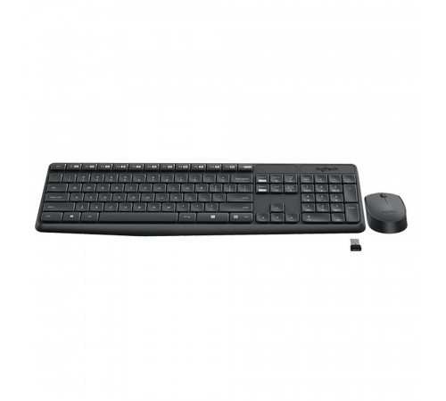 Комплект беспроводной Logitech MK235 |920-007948| клавиатура черная, 100 клавиш с защитой от воды, |920-007948| мышь M170, черная, оптическая, 3 кнопки, 2.4GHz, USB-ресивер (064003) {8}